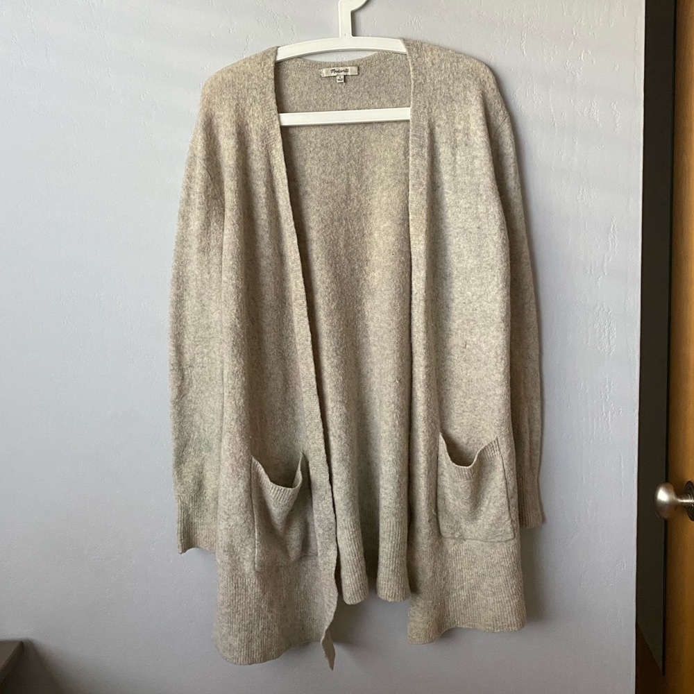 Madewell Beige Merino Wool Blend Long Cardigan